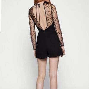 NWT BCBG Sheer Hearts Wowen Black Shorts Romper Sz 2